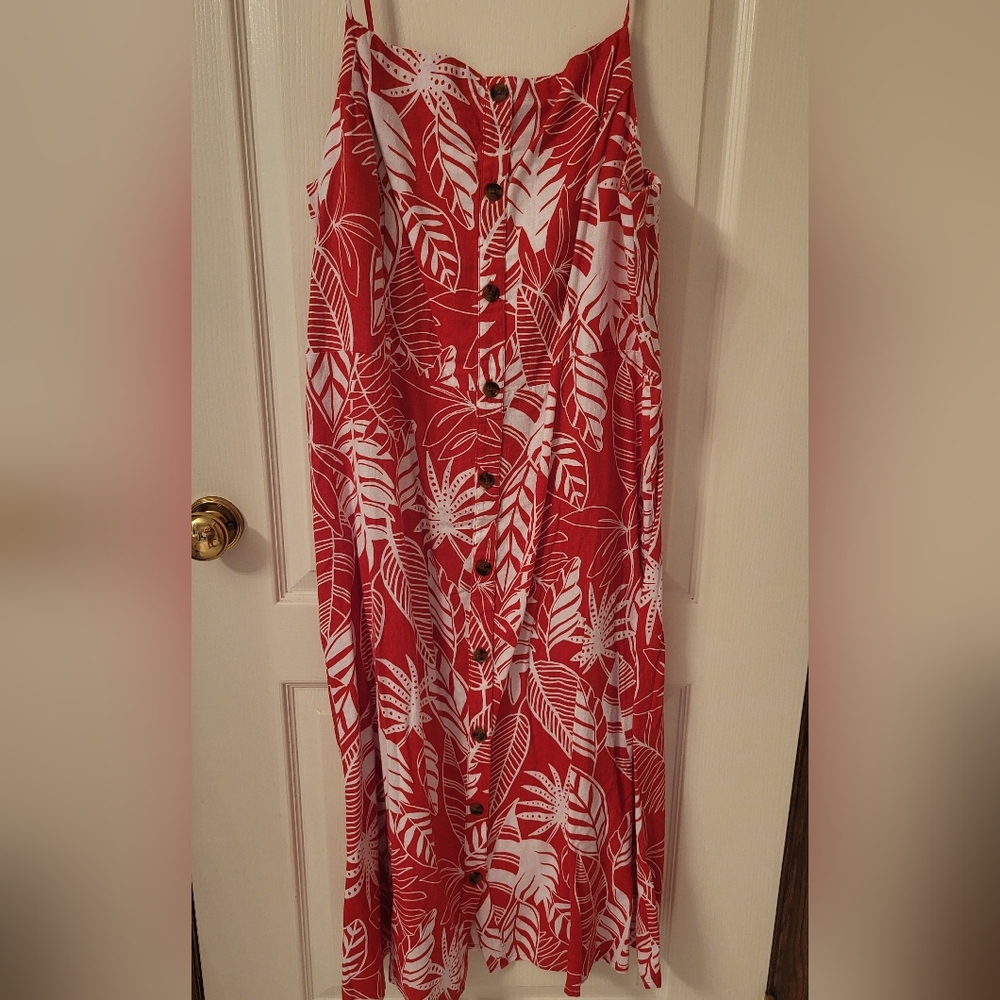 Button Up Red Cabana Dress